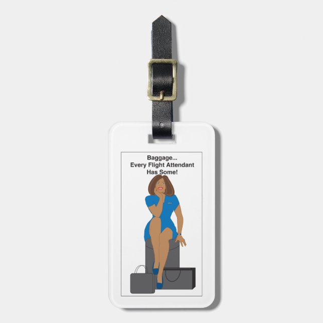Flight Attendant Baggage African-American Luggage Tag (Front Vertical)