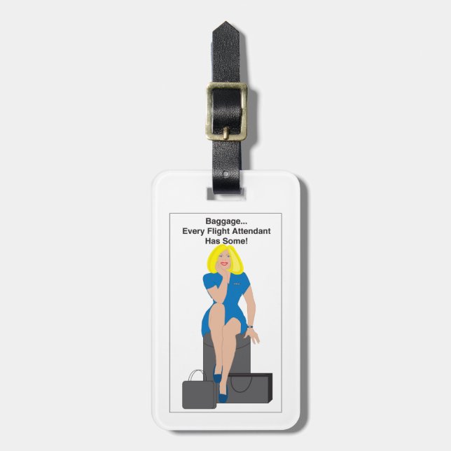 Flight Attendant Baggage Blonde Luggage Tag (Front Vertical)