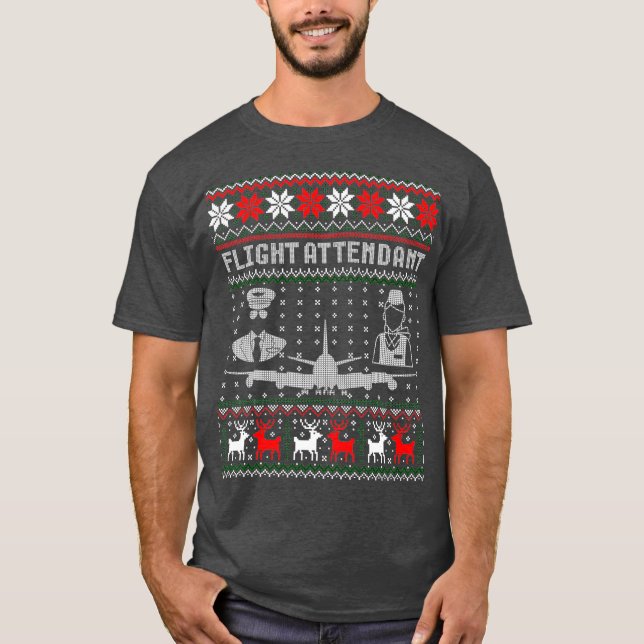 Flight Attendant Christmas Gift Ugly Xmas T-Shirt (Front)