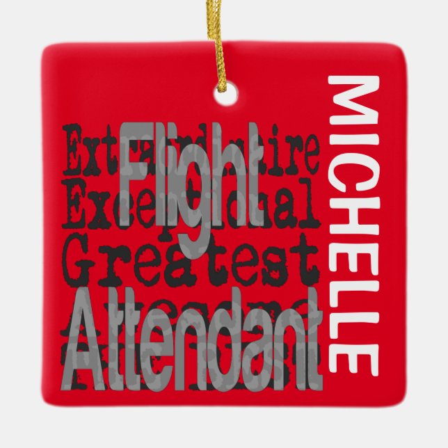 Flight Attendant Extraordinaire CUSTOM Ceramic Ornament (Front)