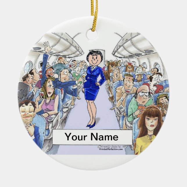 Flight Attendant - Female Ceramic Tree Decoration (Front)