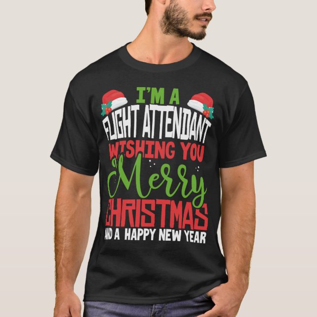 Flight Attendant Merry Christmas Festive Pajama Xm T-Shirt (Front)