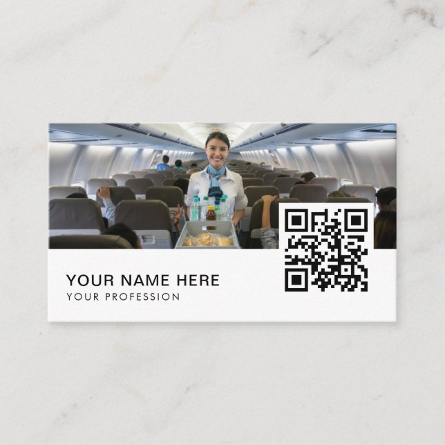 flight attendant  QR Code  Business Card (Front)