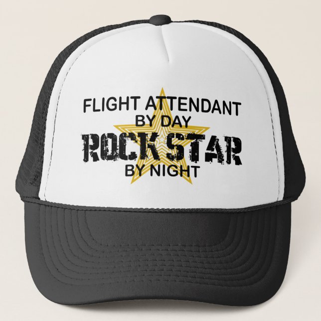 Flight Attendant Rock Star Trucker Hat (Front)