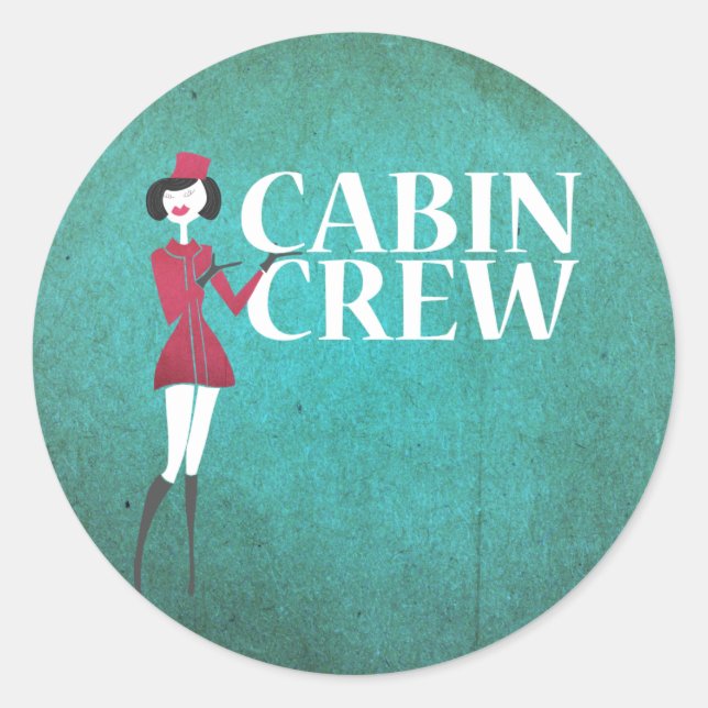 Flight Attendant with Cabin Crew Typography Classic Round Sticker (Front)