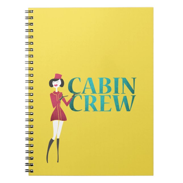 Flight Attendant with Cabin Crew Typography Notebook (Front)