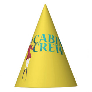 Flight Attendant with Cabin Crew Typography Party Hat