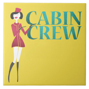 Flight Attendant with Cabin Crew Typography Tile