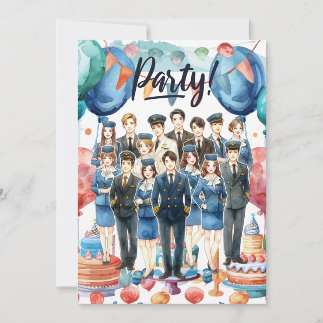 Flight attendants team Party  Invitation (Front)