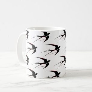 Flight Black Swallows Pattern Coffee Mug