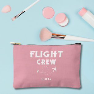 Flight Crew Pink and White Bachelorette Wedding Accessory Pouch