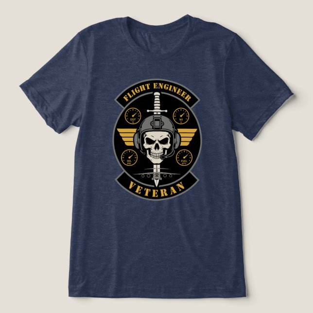 Flight Engineer Veteran Aviation Emblem Tri-Blend Shirt (Design Front)