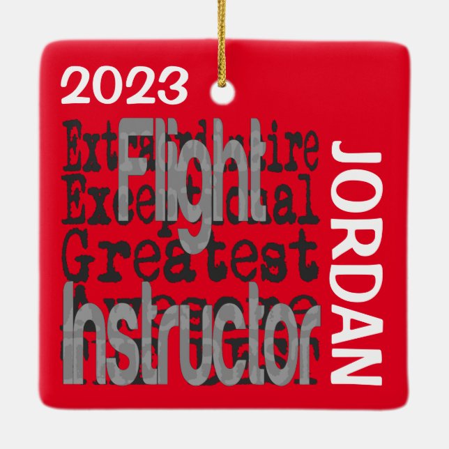 Flight Instructor Extraordinaire CUSTOM Ceramic Ornament (Back)