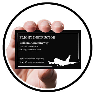 Flight Instructor Modern Jet Aeroplane Business Card