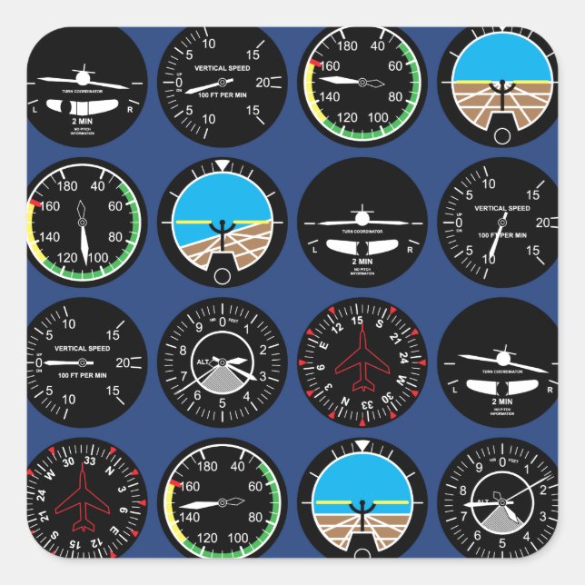 Flight Instruments Square Sticker (Front)