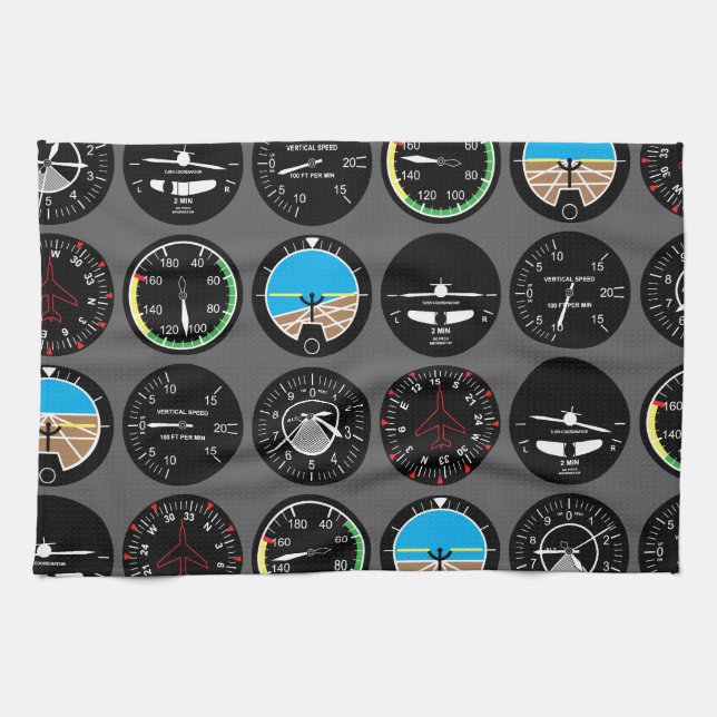 Flight Instruments Tea Towel (Horizontal)