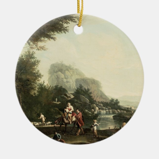 Flight into Egypt Ceramic Tree Decoration (Front)