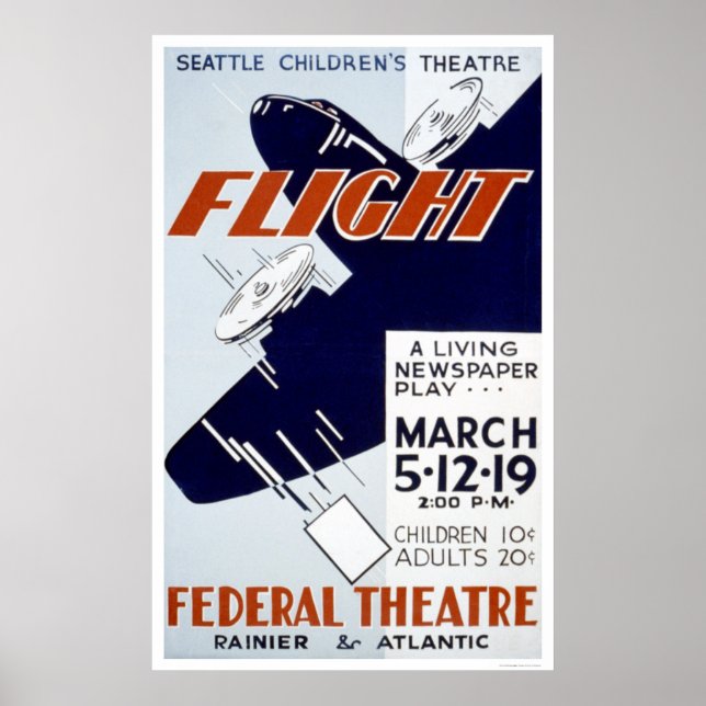 Flight Newspaper Play 1940 WPA Poster (Front)