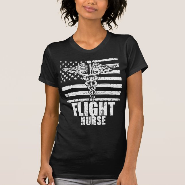 Flight Nurse American Flag T-Shirt (Front)