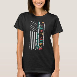 Flight Nurse Heartbeat American Flag T-Shirt