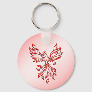 Flight of A Phoenix Red on Pink Key Ring