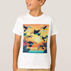 Flight of Fancy: Cartoon Toucans Soar T-Shirt