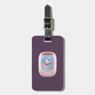 Flight of Fancy-Pig Flies Past Aeroplane Window Luggage Tag