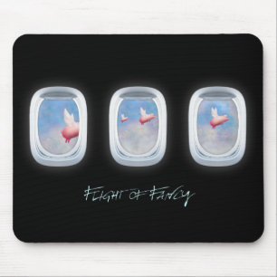 Flight of Fancy-Pigs fly past aeroplane windows Mouse Pad