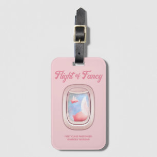Flight of Fancy-Pigs Flying Past Airplane Window Luggage Tag