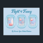 Flight of Fancy-Pigs Flying Past Airplane Window P Postcard<br><div class="desc">Embark on the Flight of Fancy and fly towards impossible dreams. For more uplifting and fun flying pig products and gifts shop www.zazzle.com/pigsofafeather. Give me an oink via Zazzle chat with any questions or comments and follow instagram.com/pigsofafeather</div>