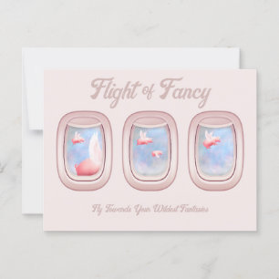 Flight of Fancy-Pigs Flying Past Airplane Window Postcard