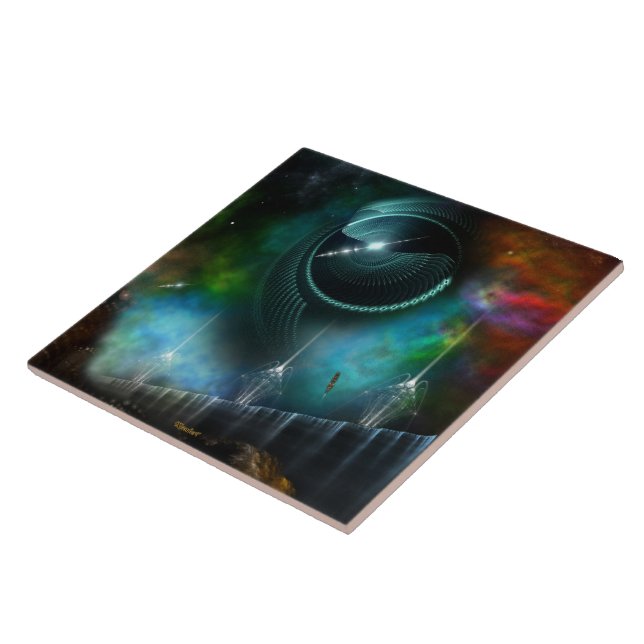 Flight Of The Corbius Fractal Art Tile (Side)