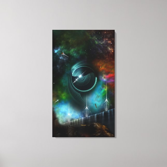 Flight Of The Corbius Fractal Wrapped Canvas Print (Front)