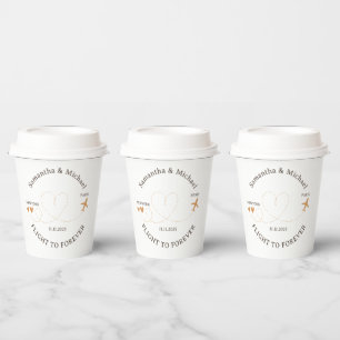 Flight Plane Travel couple celebration Wedding Paper Cups