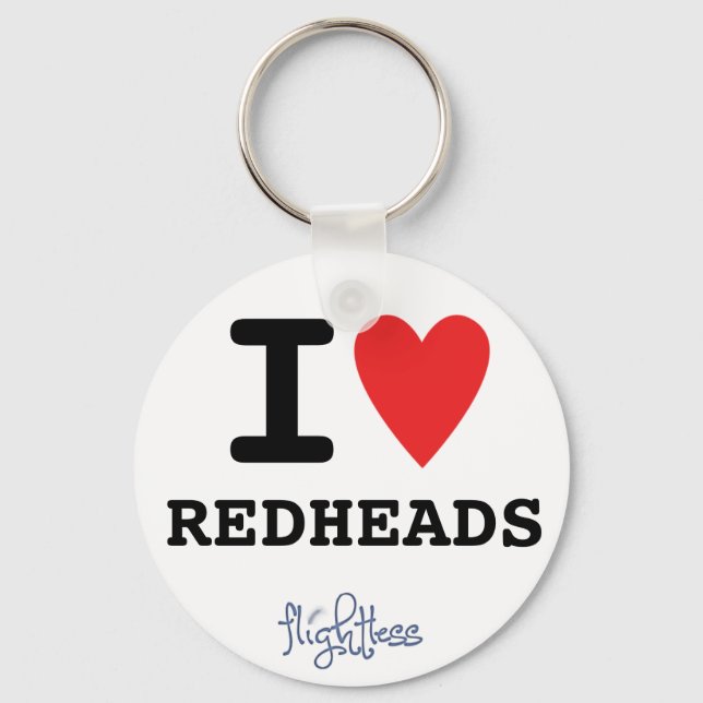 Flightless I Heart Redheads Keychain (Front)