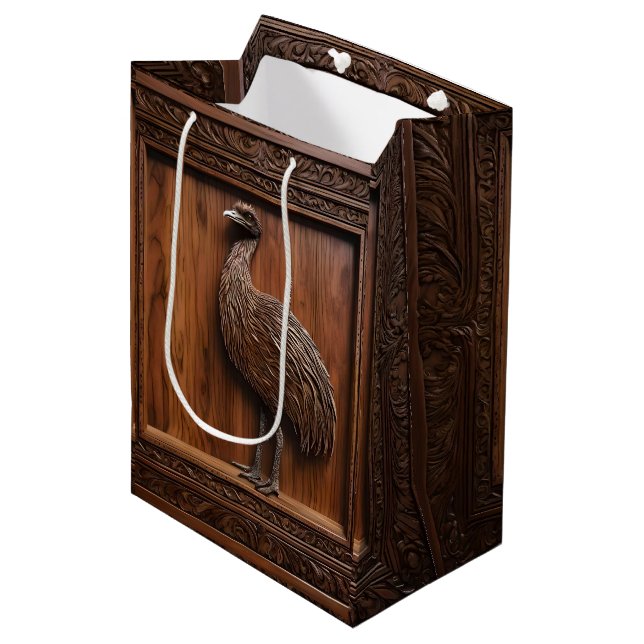 Flightless Wonders: Australian Emu Wood Print, Medium Gift Bag (Front Angled)