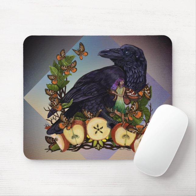 Flights of Fantasy Raven Faery Art Mouse Pad (With Mouse)