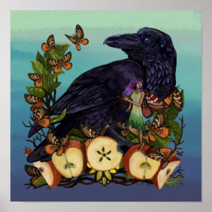 Flights of Fantasy Raven Faery Art Poster