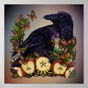Flights of Fantasy Raven Faery Art Poster