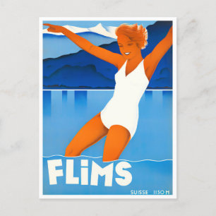 Flims Switzerland vintage travel Postcard