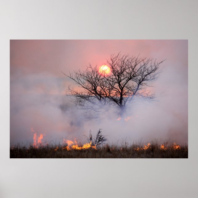 Flint Hills Kansas Prairie Burn Poster (Front)