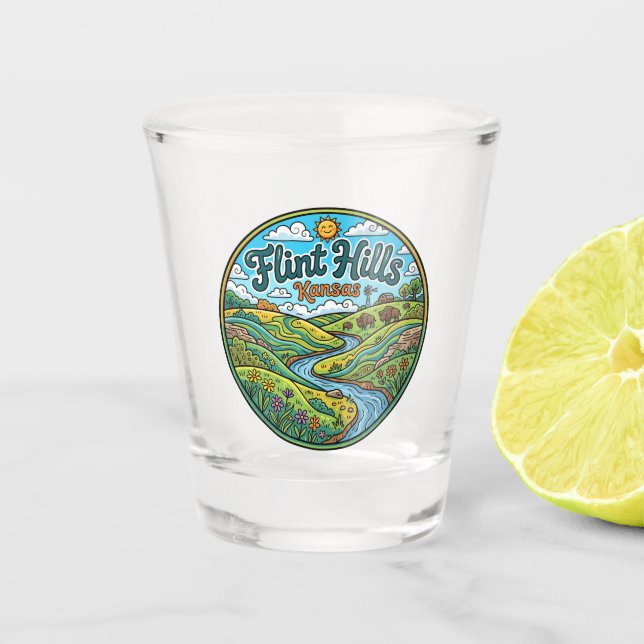 Flint Hills Kansas Shot Glass (Front)