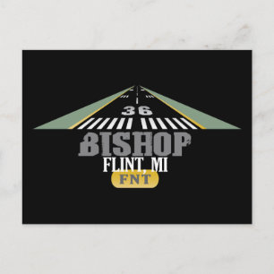 Flint, MI Bishop Airport FNT Airport Runway Postcard