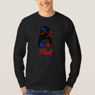 Flint Michigan Retro Messy Bun T-Shirt