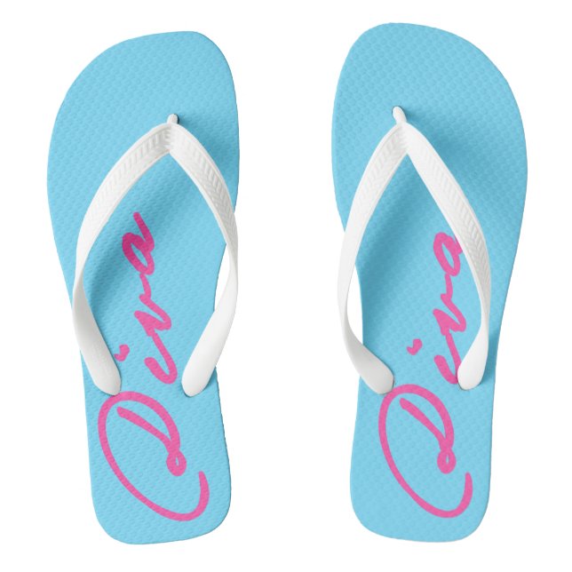 FLIP FLIPS with DIVAtude! (Pink Lettering) Jandals (Footbed)