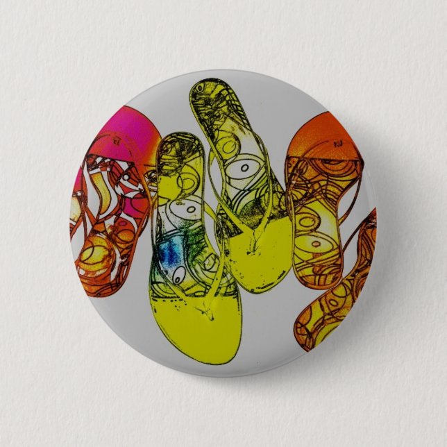 Flip Flop 6 Cm Round Badge (Front)