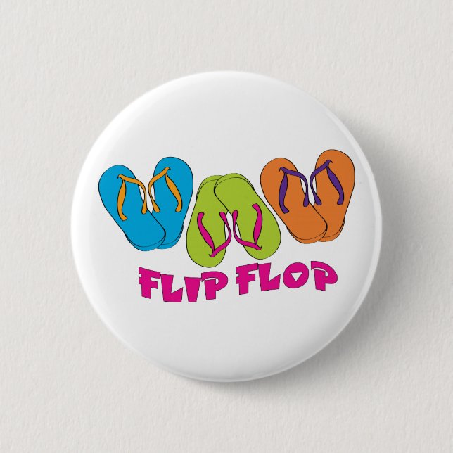 Flip Flop 6 Cm Round Badge (Front)