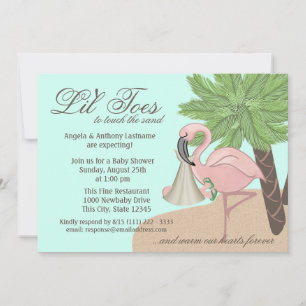 Flip Flop and Flamingo Baby Shower Invitation