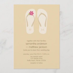 Flip Flop Beach Wedding Invitations -Pink Flower