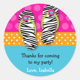 Flip Flop Birthday Party Favour Stickers Labels Ki